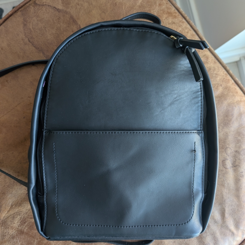 Sleek Black Leather Backpack